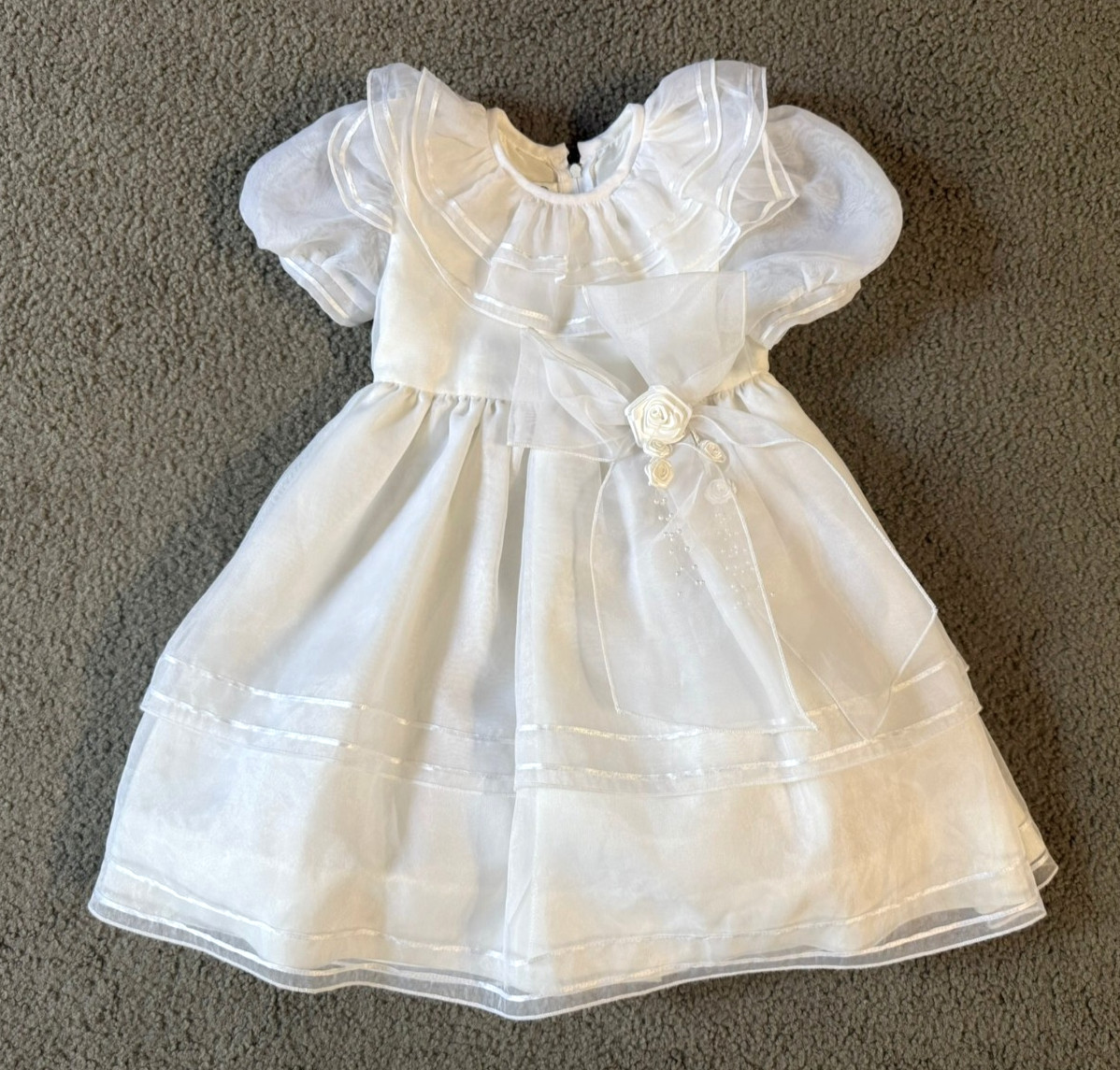 VTG Sylvia Whyte White Lace Ruffle Flower Girl Communion Dress – Size 4T