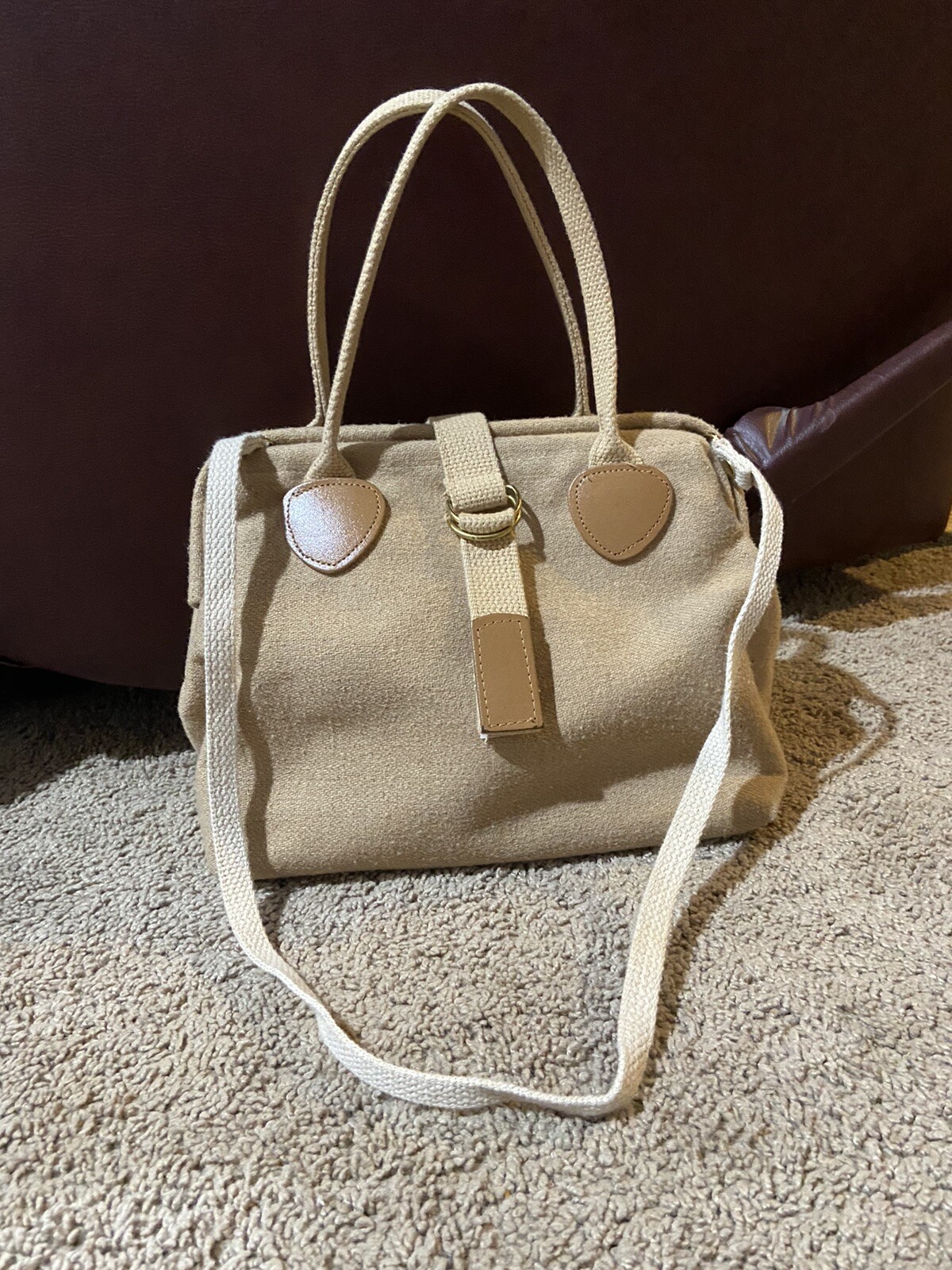 Vintage Banner House Asheville, NC Tan Wool Metal Frame Purse Handbag HTF
