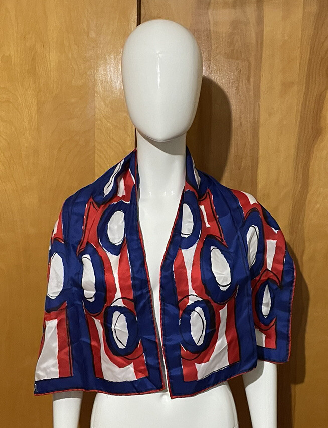 Vintage Vera Neumann Scarf Red Blue Abstract Circles Fashion Mid Century Modern