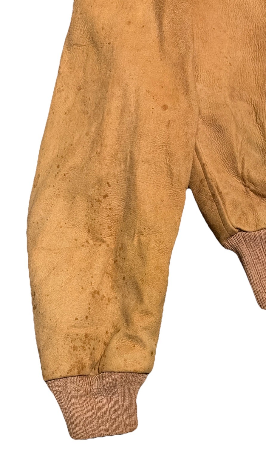 Vintage 50s Suede Tan Leather Bomber Jacket Mens Size S/M Talon Zip Thrashed