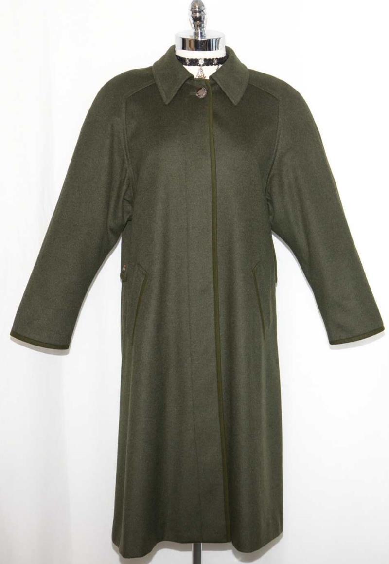 GREEN ~ Boiled WOOL Women German Hunting Shooting Dress JACKET Long Coat 36 14 L