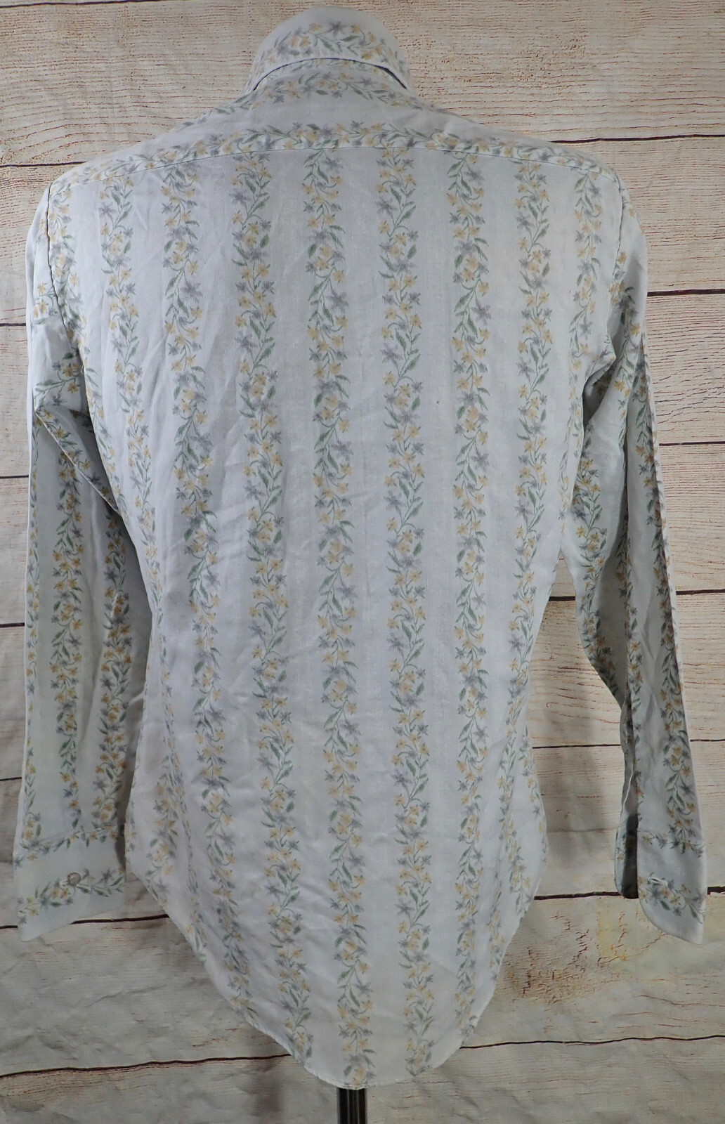 Vintage Studio One by Campus Floral Print Stripe 70s Disco Shirt Mens S Dagger
