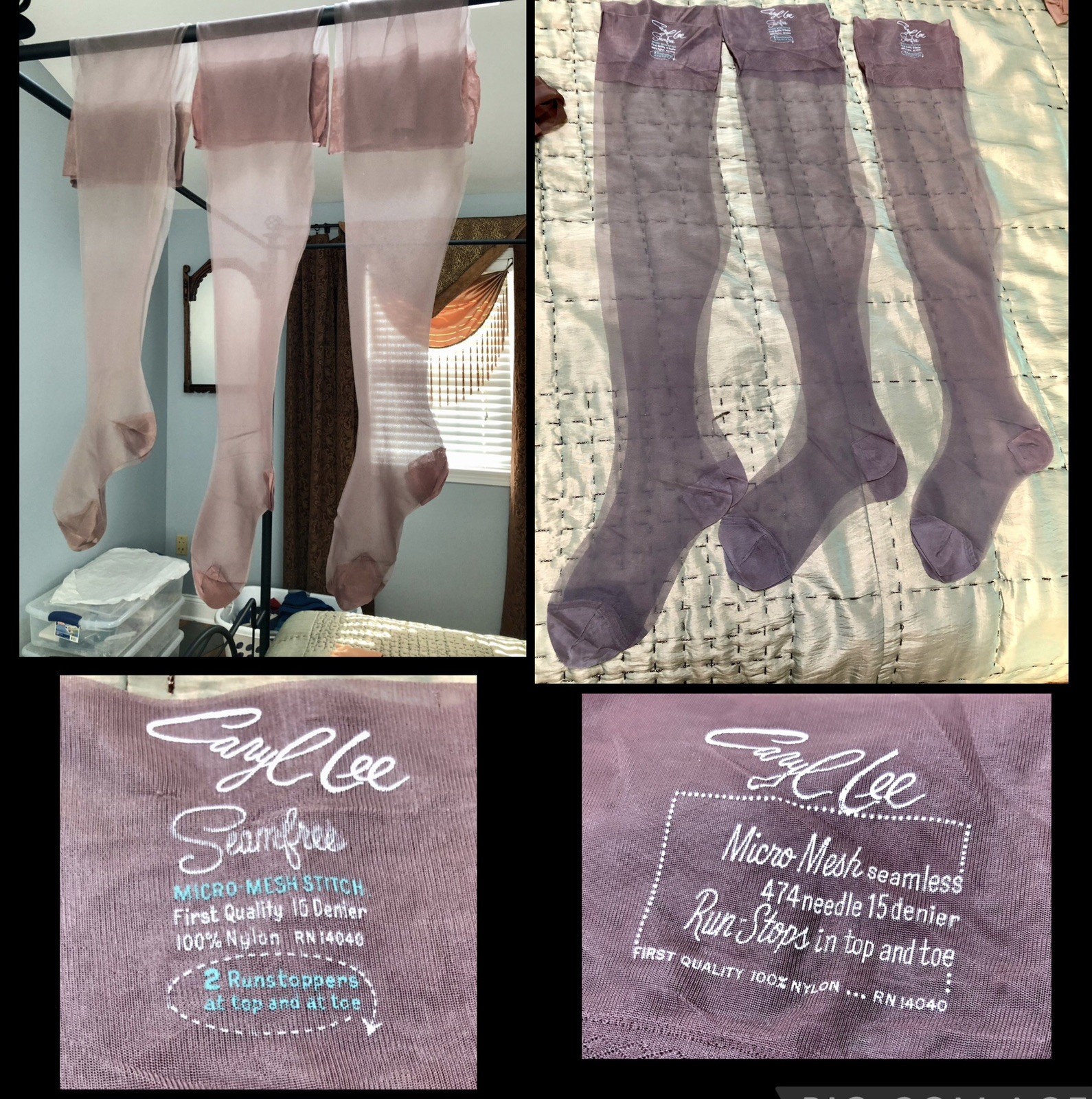 6 PAIR) VTG 1950s SHEER DEADSTOCK Unworn CARYL LEE Seamfree NUDE TAUPE STOCKINGS