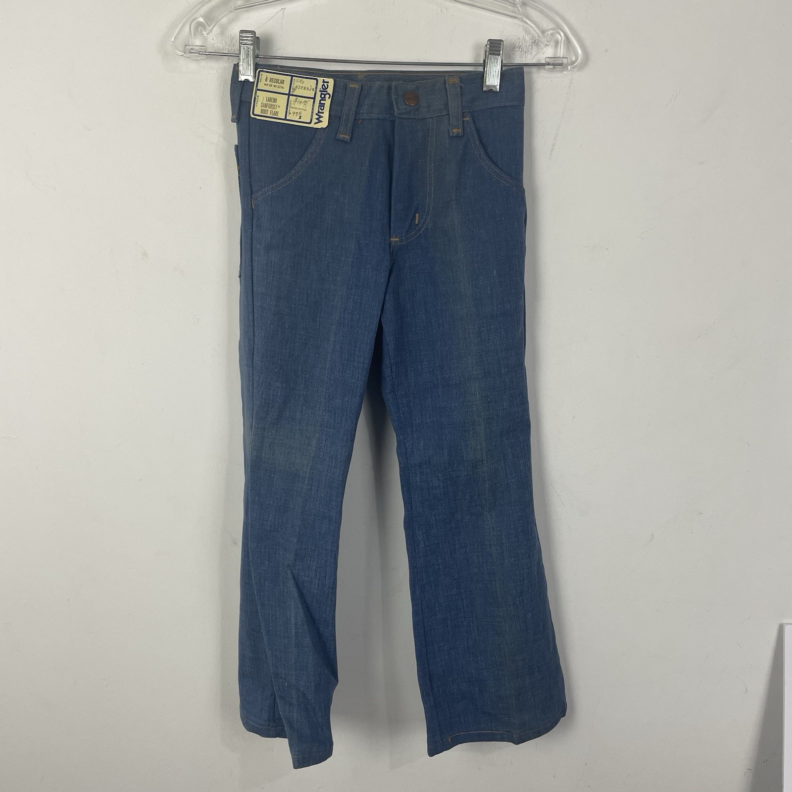 NWT 70s Wrangler Boys Vintage Jeans Pants Size 8 Regular Made In USA Boot Flare
