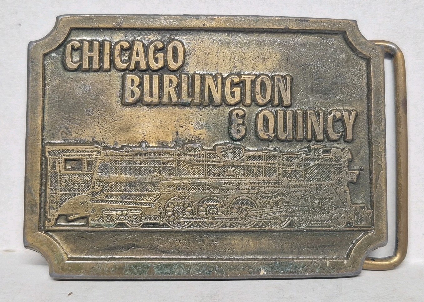 Vintage Brass “Chicago Burlington & Quincy” Railroad Belt Buckle