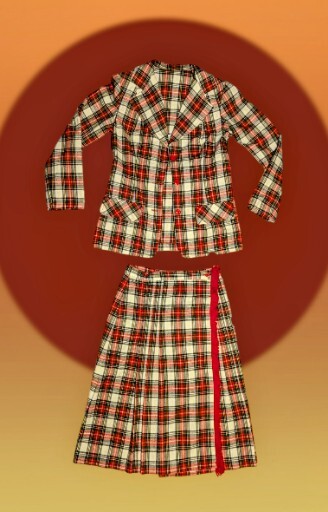SEARS JR BAZAAR Red Green Plaid Pleated Skirt Blazer Jacket VINTAGE Size 9 – 13