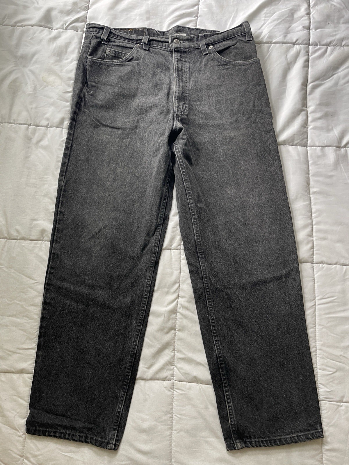 Vintage Levis Black Orange Tab 550 Jeans Mens 36×30 Relaxed Fit Tapered USA Made