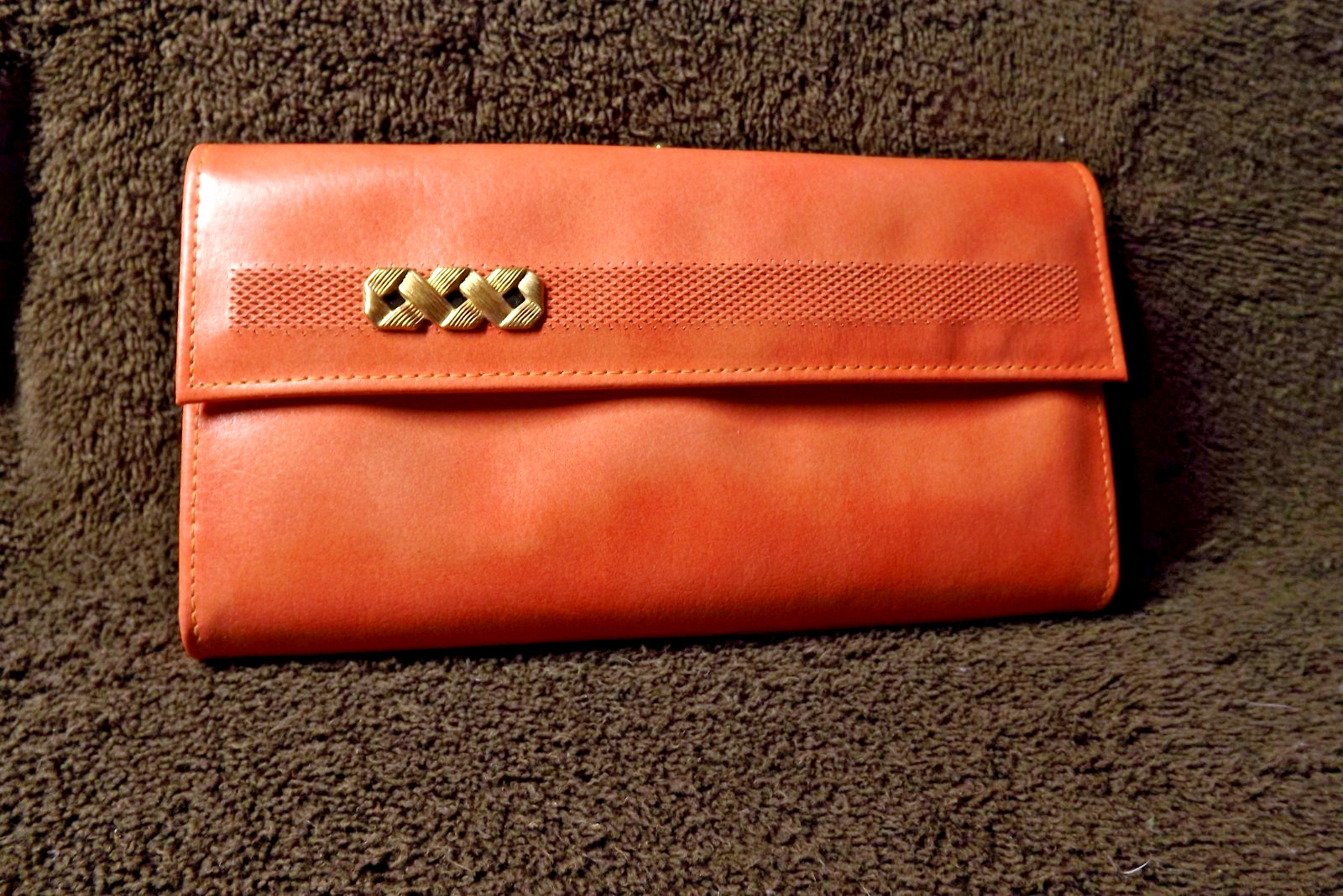Vintage NOS 1968 Enger Kress Co Heritage TANGERINE Clutch Leather Women’s Purse