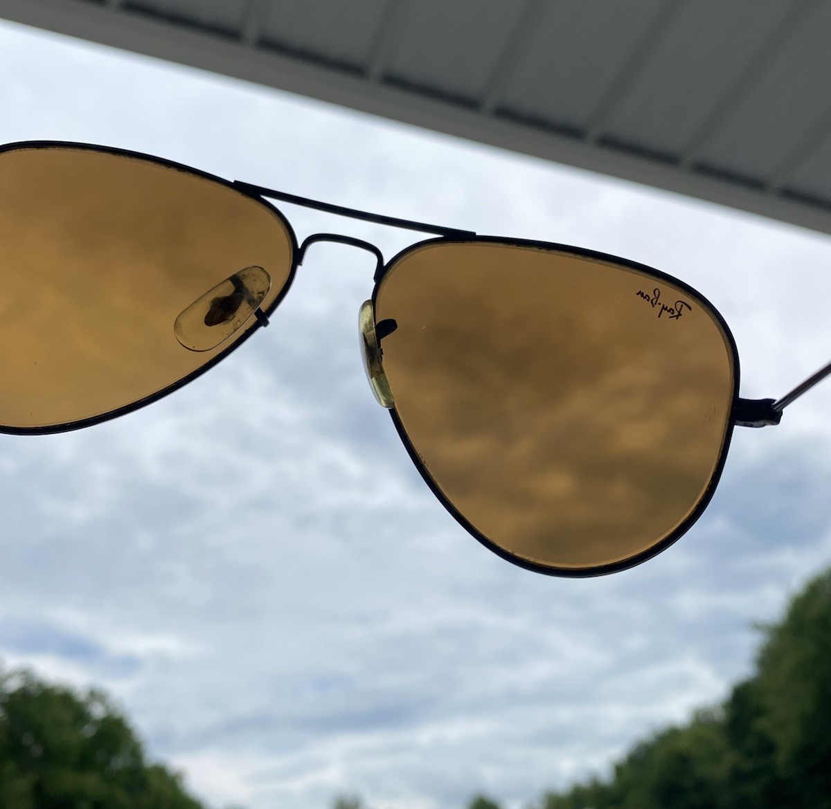 Vintage Bausch Lomb Ray Ban Aviator Driving Mirror Black Frame Sunglasses