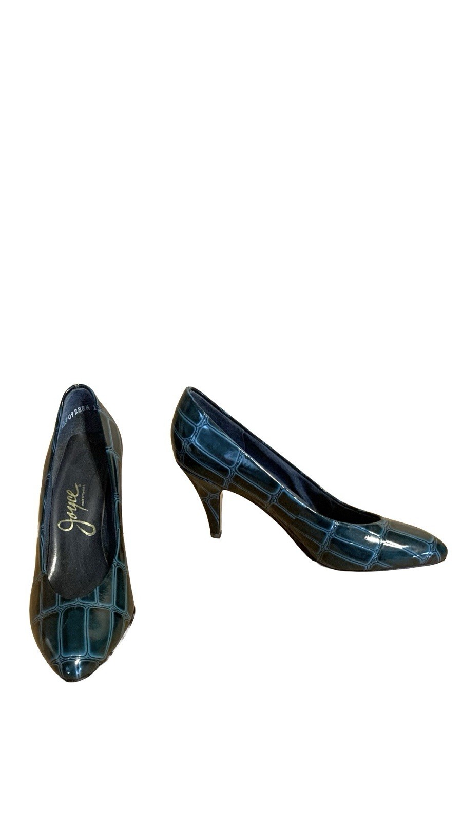WOMEN’S VINTAGE CIRCA 1980’S JOYCE TEAL LEATHER CLASSIC PUMP HEELS SZ 8.5
