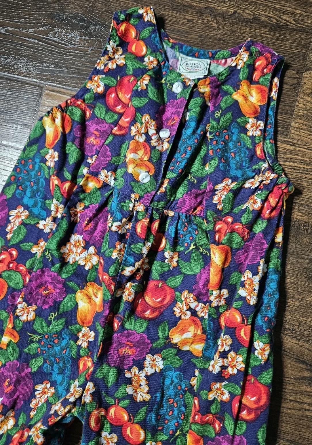Vintage Boston Traders BUBBLE Romper Fruit Floral 90s Baby Cottage core