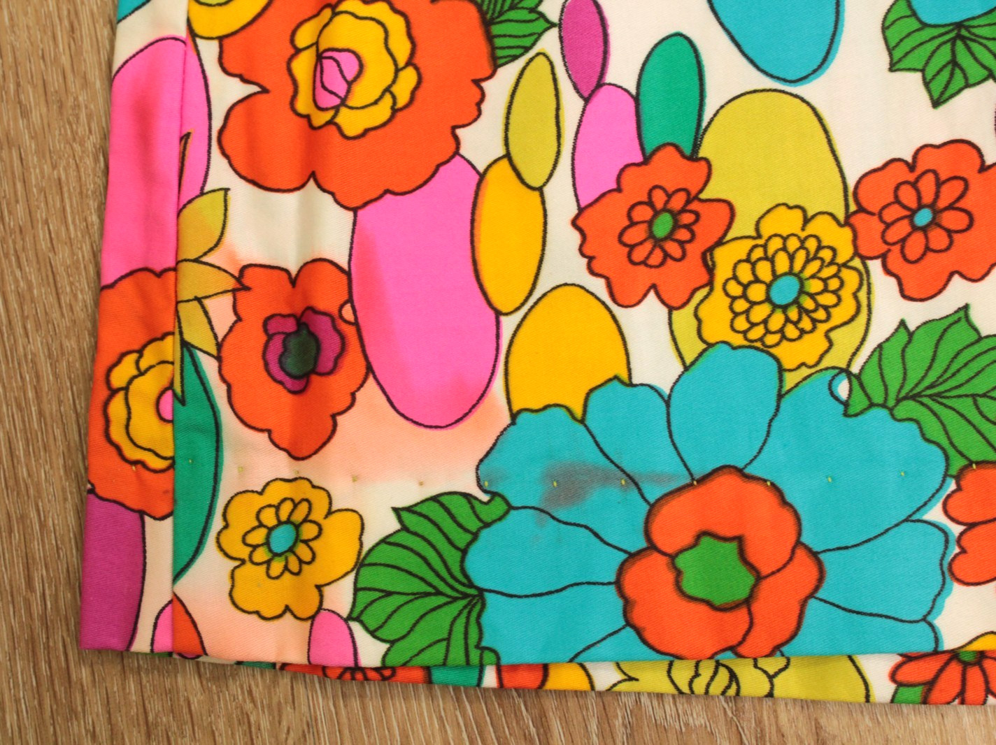 VTG 60s Bright Colorful Psychedelic Floral Sheath Dress Sz S/M 1960s John Abbott