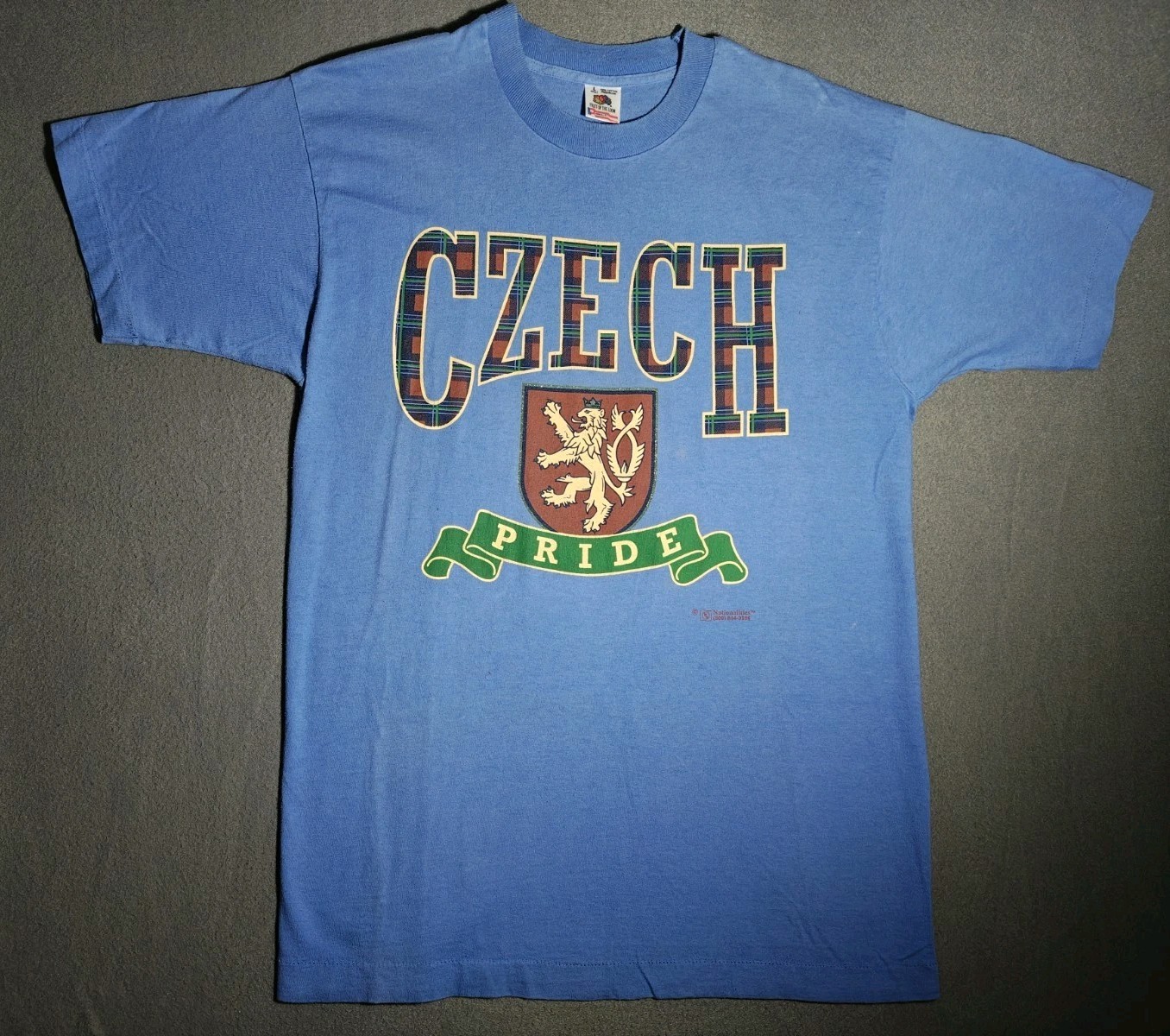 VINTAGE Czech Pride Czech Republic Nationalities T-Shirt Men’s Sz L Single Stitc