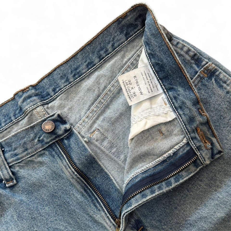 Vintage 90s Blue Wash Rustler Cutoff Denim Jeans 32×36 Retro Bottoms