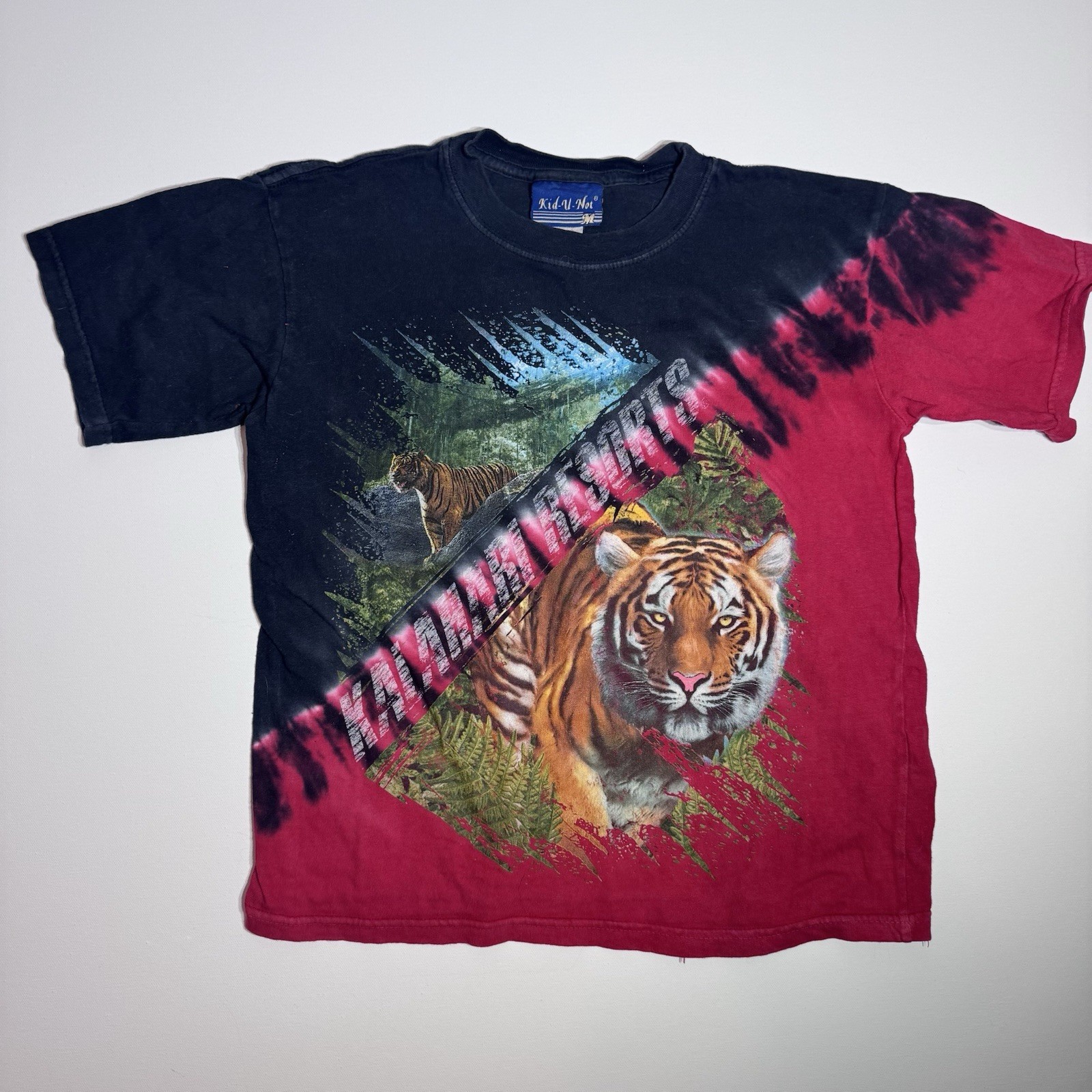 Vintage Wildlife Tiger T Shirt Tie Dye Kids Medium 7/8 Safari Graphic Tee