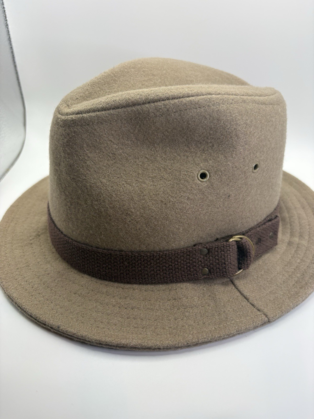 Vintage Harvard Custom Tailored Hat USA Union Made Medium Tan Safari