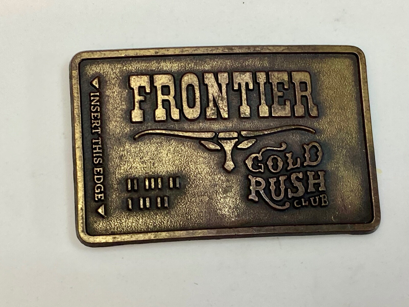 Vintage Old Vegas Frontier Gold Rush Hotel And Casino Advertising Belt Buckle