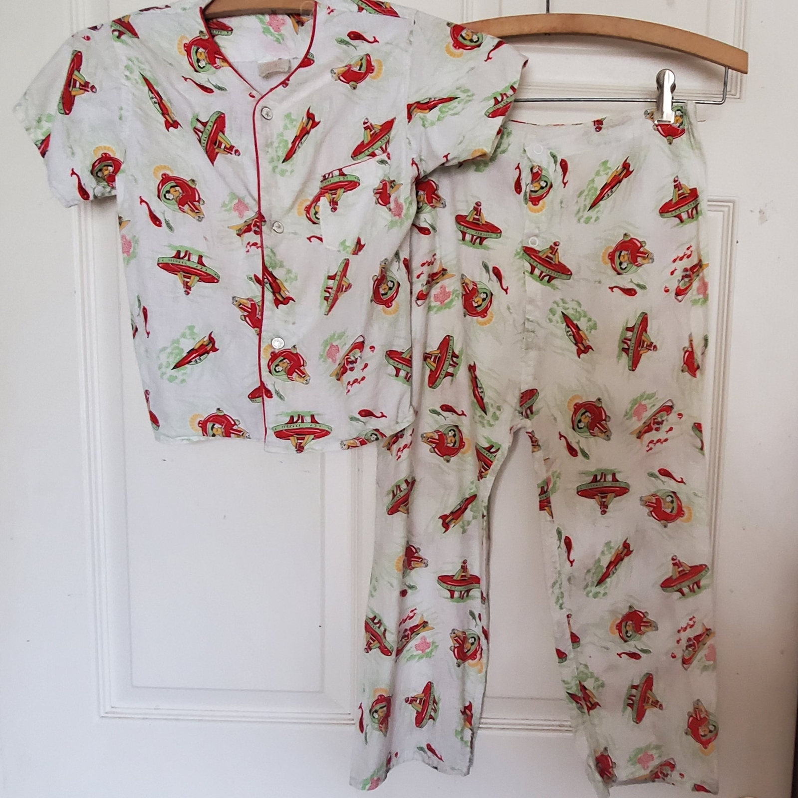 Vintage 50s Boy’s Cotton Pajamas PJs Rocket Spaceship Theme Bates Jama Size 6