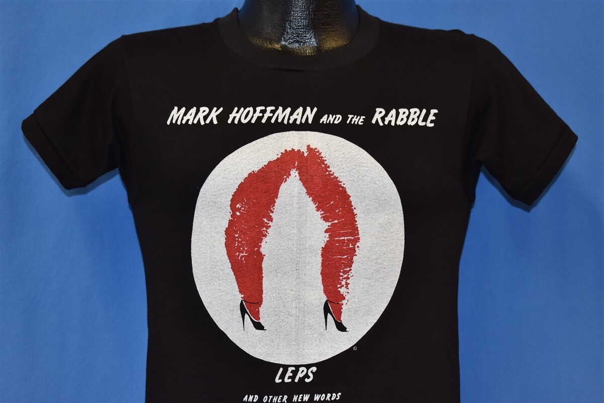 vtg 80s MARK HOFFMAN RABBLE LEPS OTHER NEW WORDS ROCK NEW WAVE BAND t-shirt S