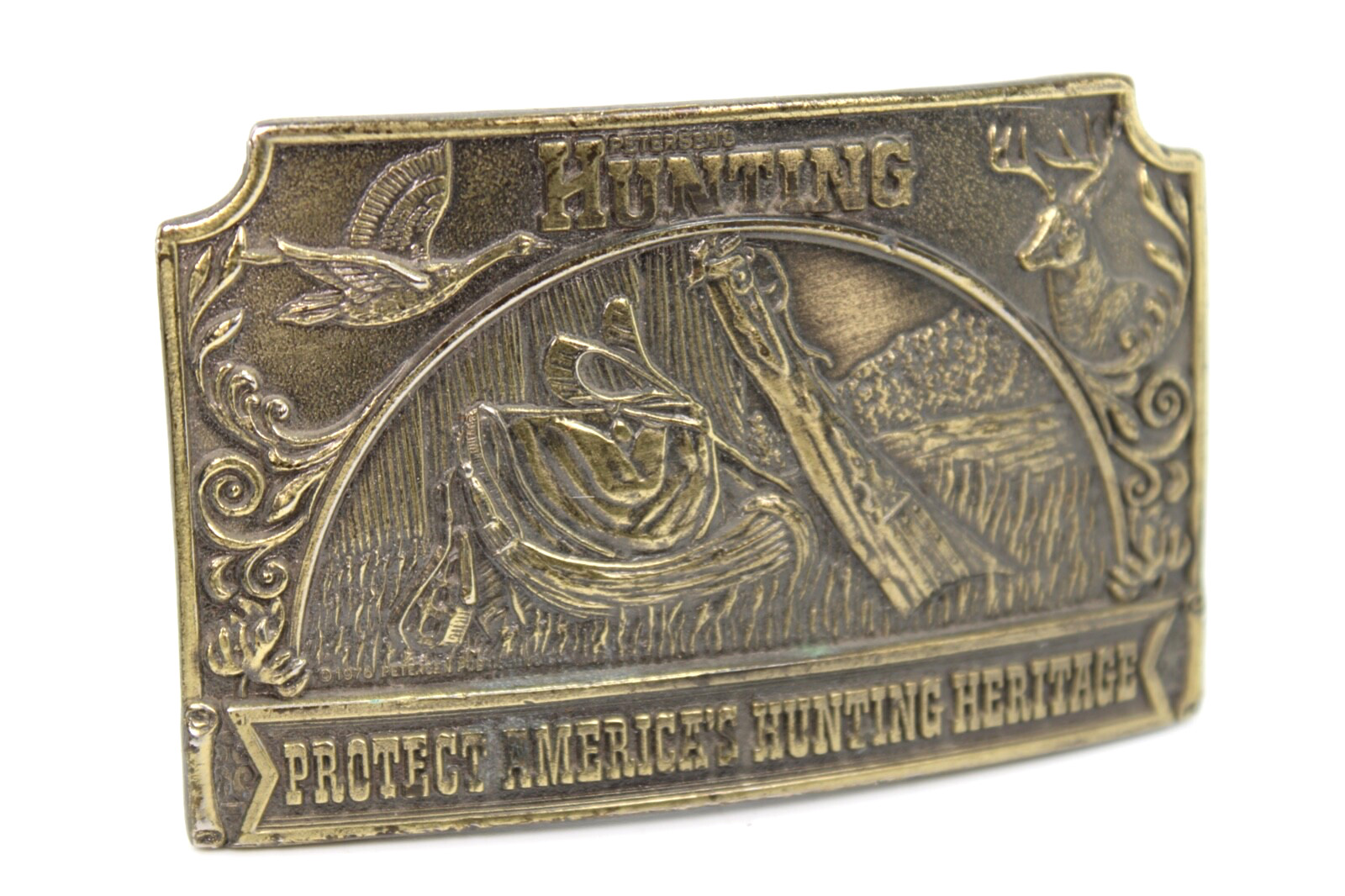 Petersen’s Hunting – Protect America’s Heritage 1976 Belt Buckle Brass CLEAN