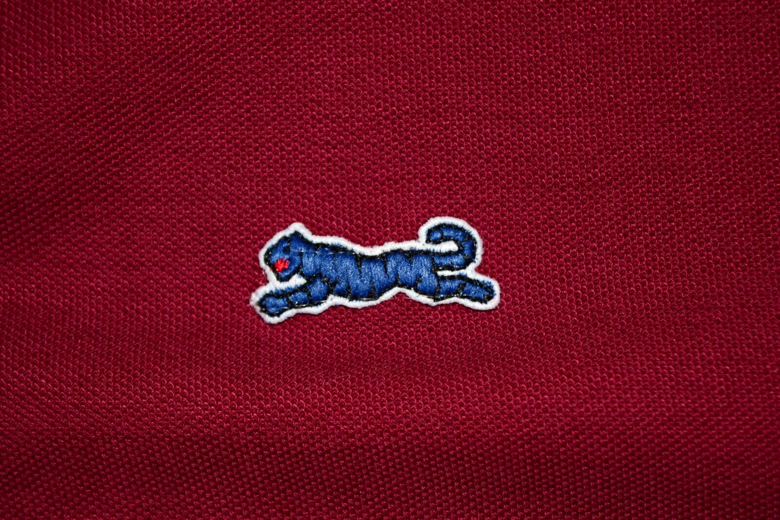 Vintage Le TIGRE Shirt Size S/M 80s Maroon polo Blue Tiger Grunge Made USA