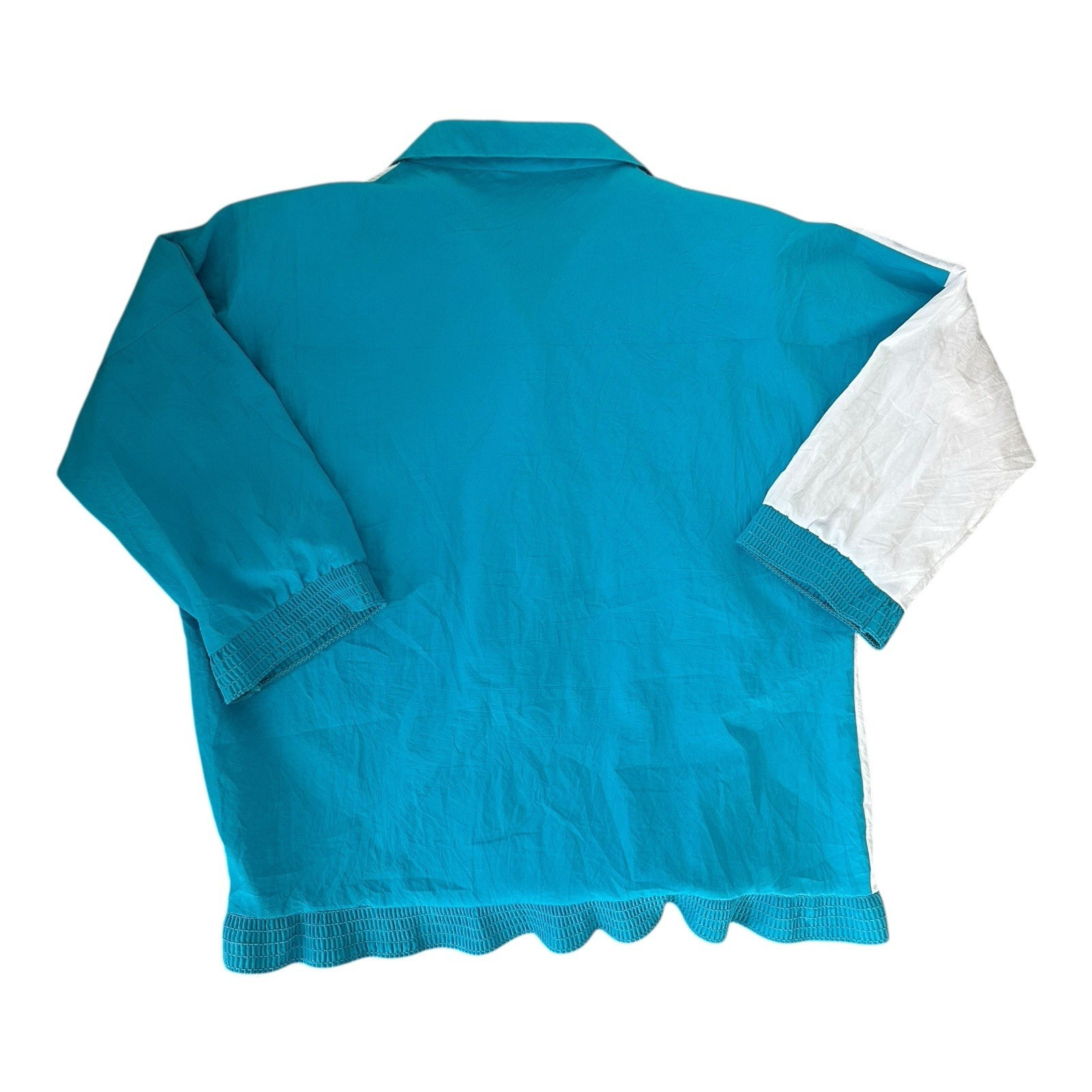 Vintage Regal USA Abstract Geometric Pullover Top Teal Blue White 80s 90s Unisex