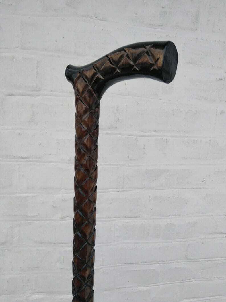 Wooden Designer Style Walking Stick Hand Carved Cane Best New Year Gift