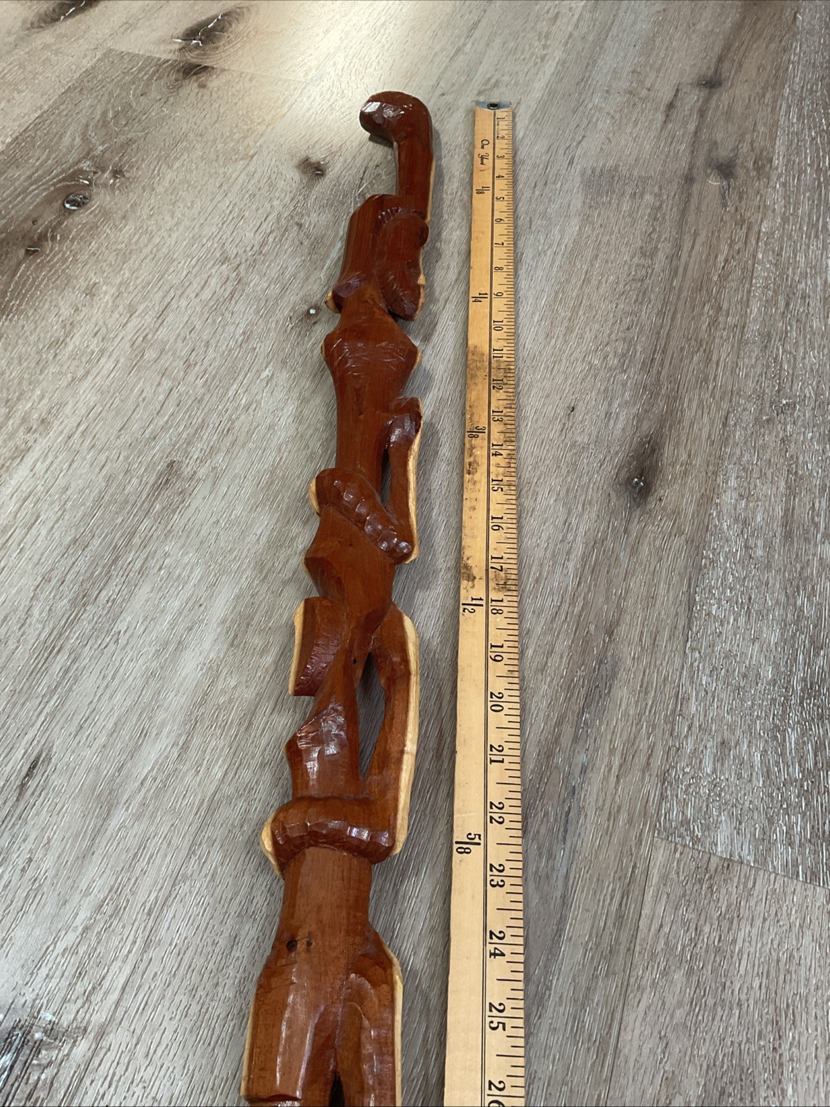 Walking Stick Or Cane – Hand Carved 2 Tone Hardwood African Tribal Face – 37.5”
