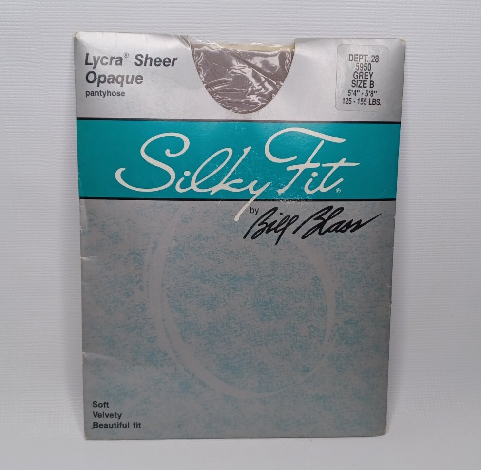 Silky Fit By Bill Blass Lycra Sheer Opaque Pantyhose Grey Size B