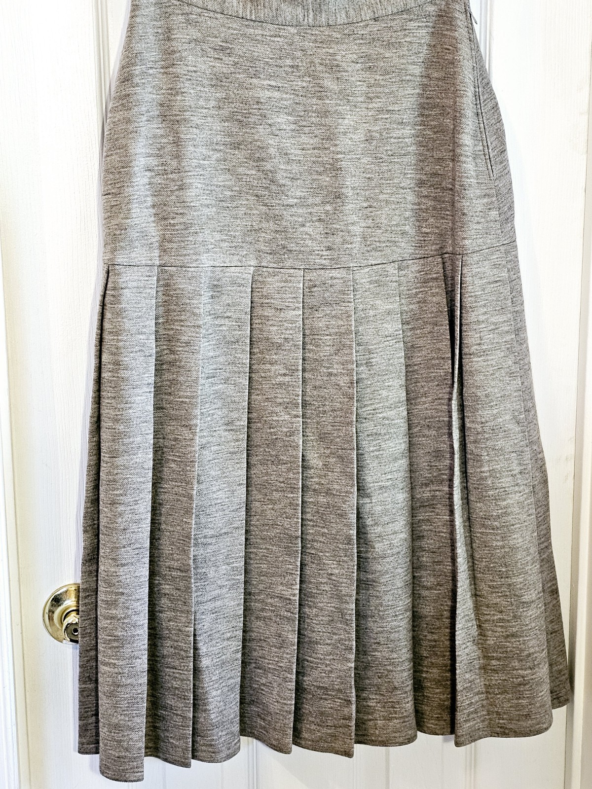 Vintage Sonia Rykiel Wool Grey Skirt Drop Waist Pleated Pockets 28″ Waist France