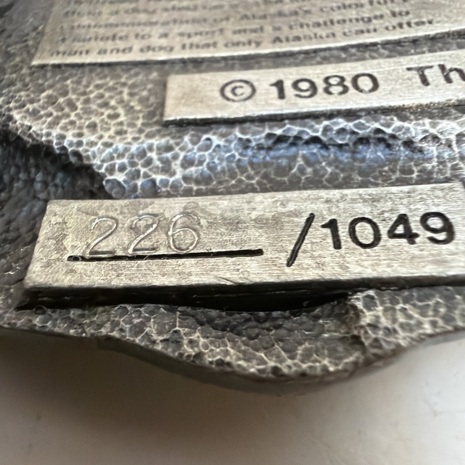 1981 Alaska Iditarod Last Great Race Belt Buckle Commemorative Limited Edition