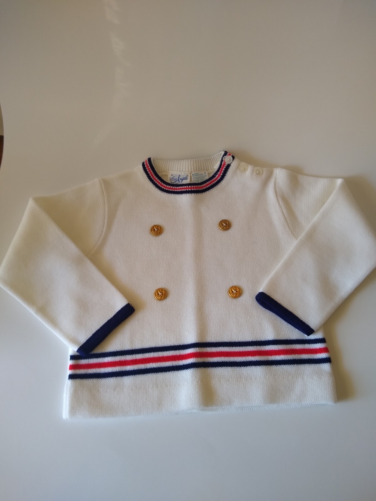 Vintage A little Angel Original Red White and Blue Sweater Eagle Buttons
