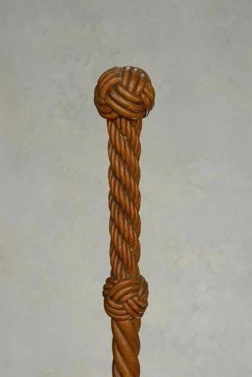 Hand carved rope shape wooden walking stick for men women walking cane handmade