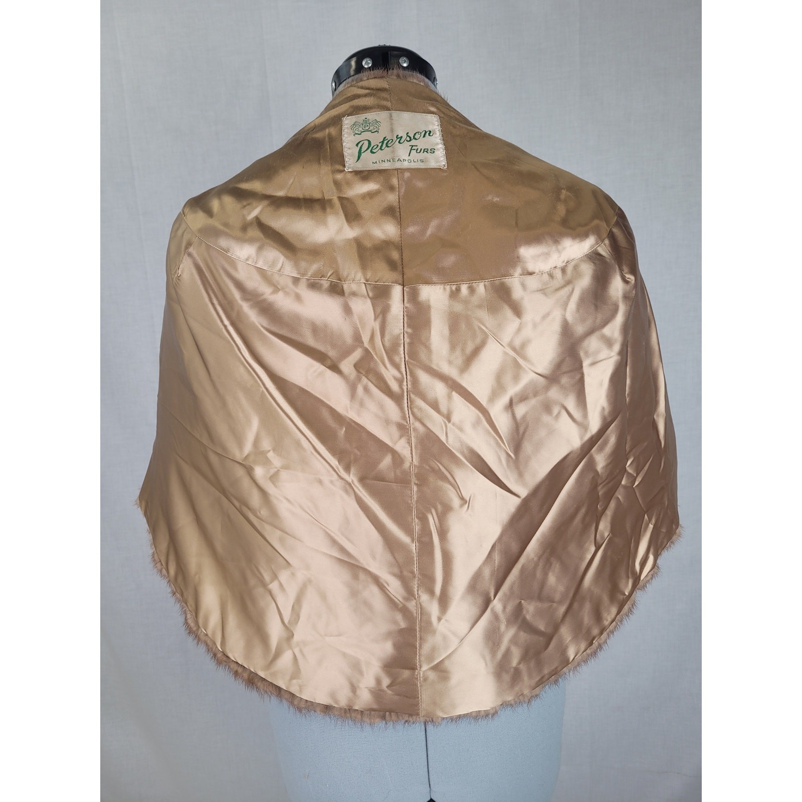 Vintage 1950s Medium Brown Mink Fur Stole Wrap Shawl Tailored Lined Sz M