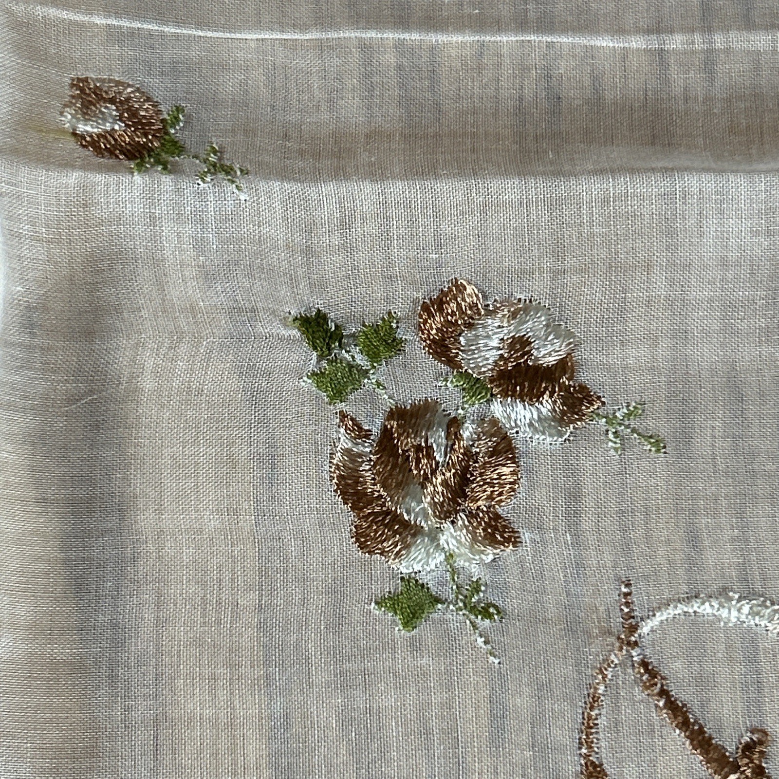 Vintage Swiss Monogram B Handkerchief Sheer White Floral RN 14750 Wedding Hanky