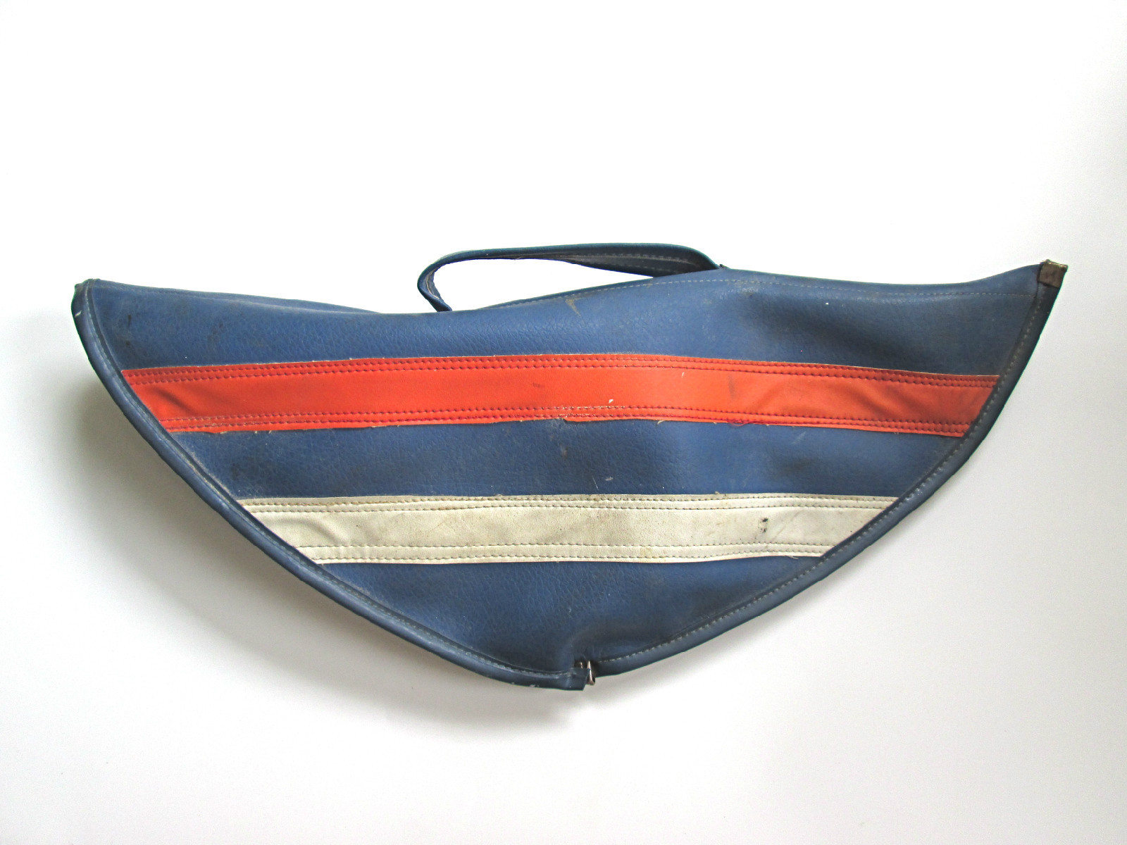 Vtg 70’s mod blue orange white stripe vinyl zip purse racquet golf club cover?