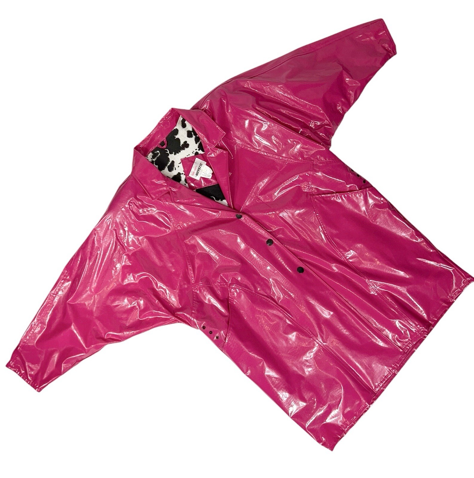 KENN SPORN WIPPETTE HOT PINK RAIN JACKET NEW WAVE AVANT GARDE VTG 80s MOD COAT L