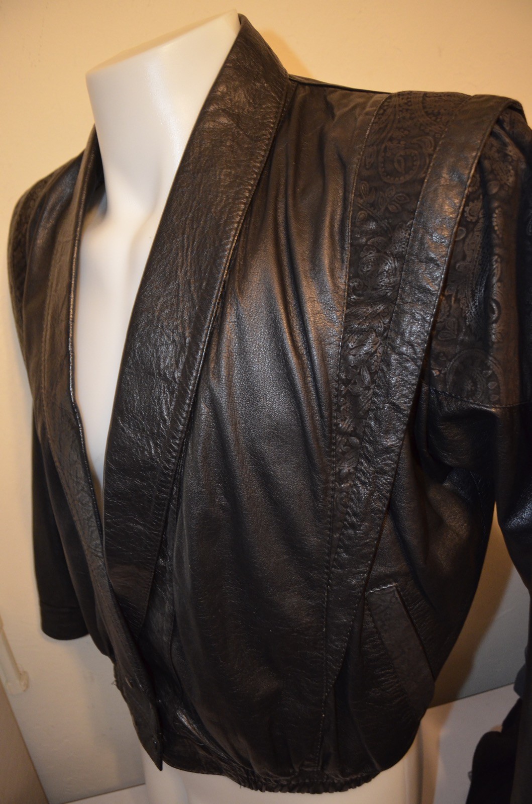 Chicago Burlington Quincy Railroad Lined Paisley Punk Faux Leather L Jacket VTG