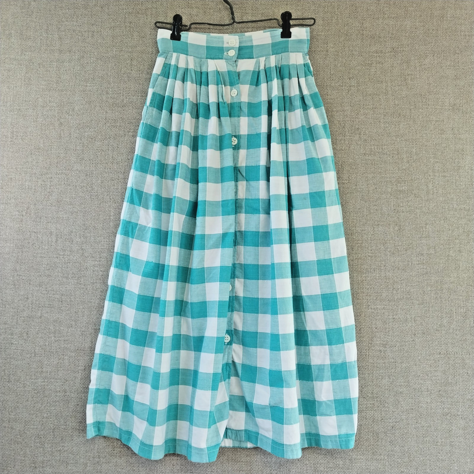 Vintage New Mints Brand Womens Tops & Skirt Outfit Green & White Gingham Size S