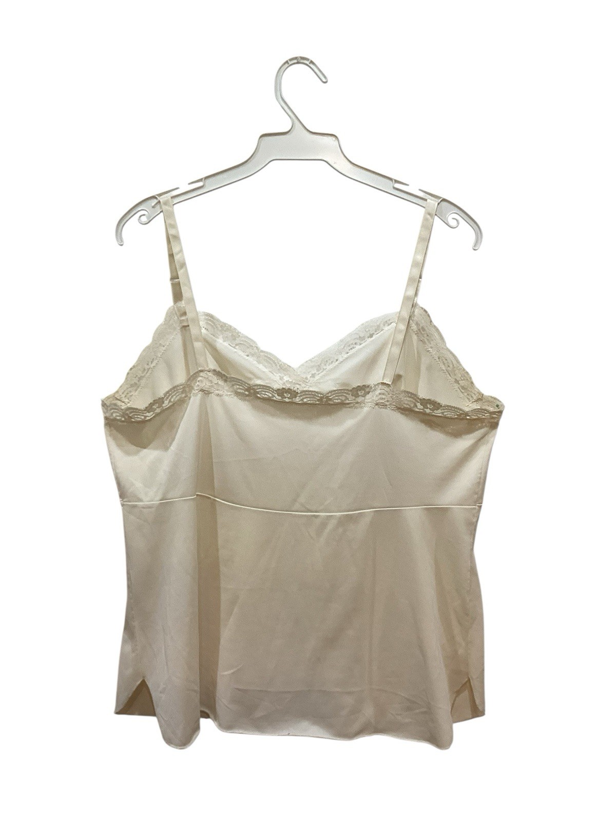 VTG Shadowline Camisole 40 Cream Nylon Lace Accents Adjustable Straps USA