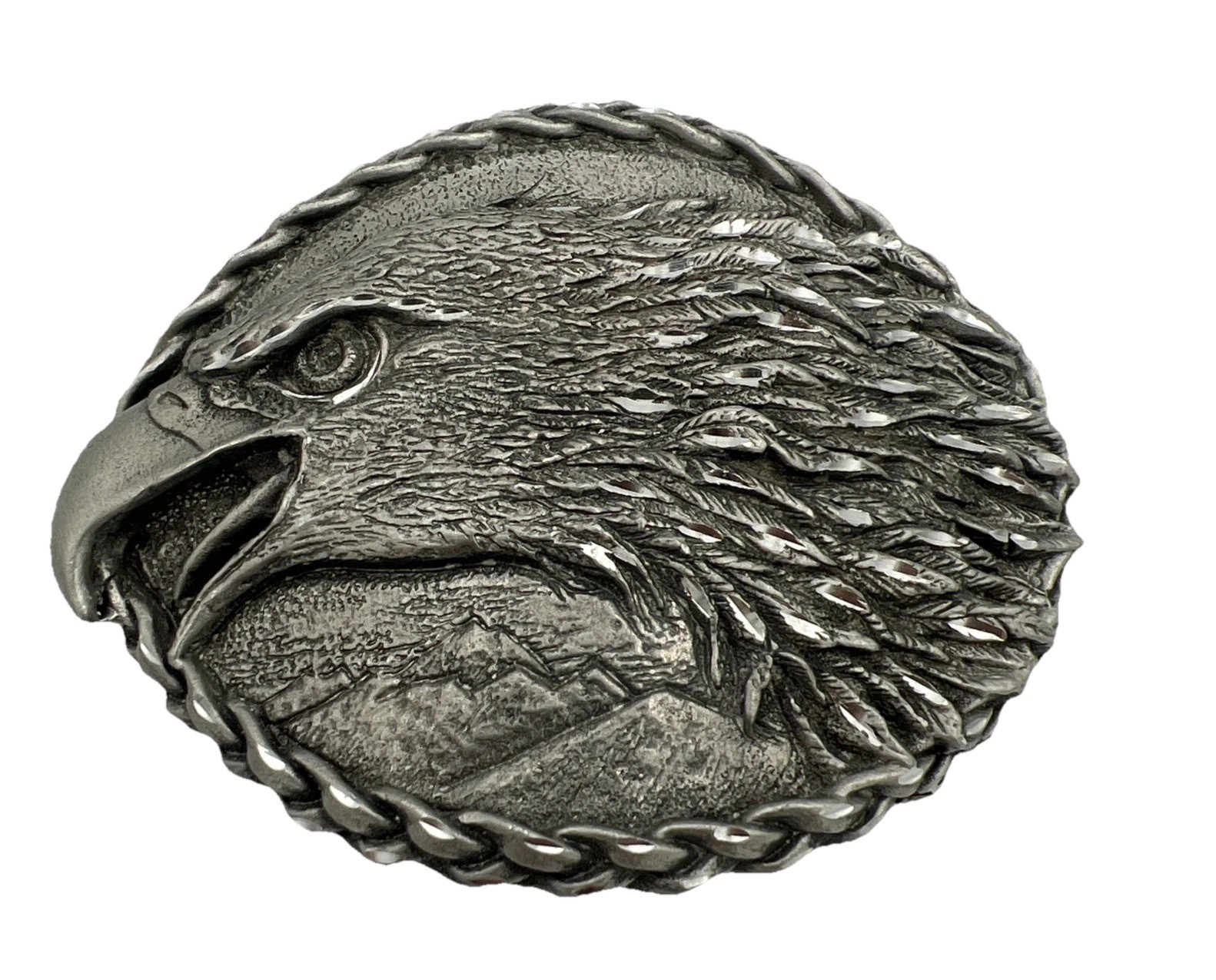 American Eagle Head Attacking Beak Silver Color Vintage 1993 EGE Belt Buckle