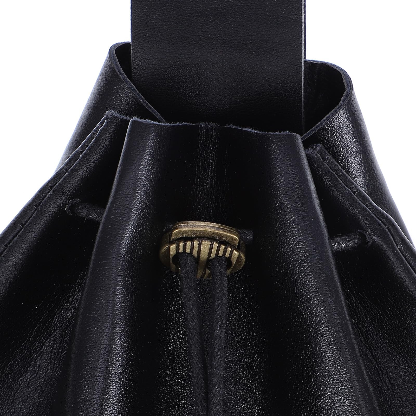 Leather Belt Pouch Vintage Medieval Leathers Drawstring Black