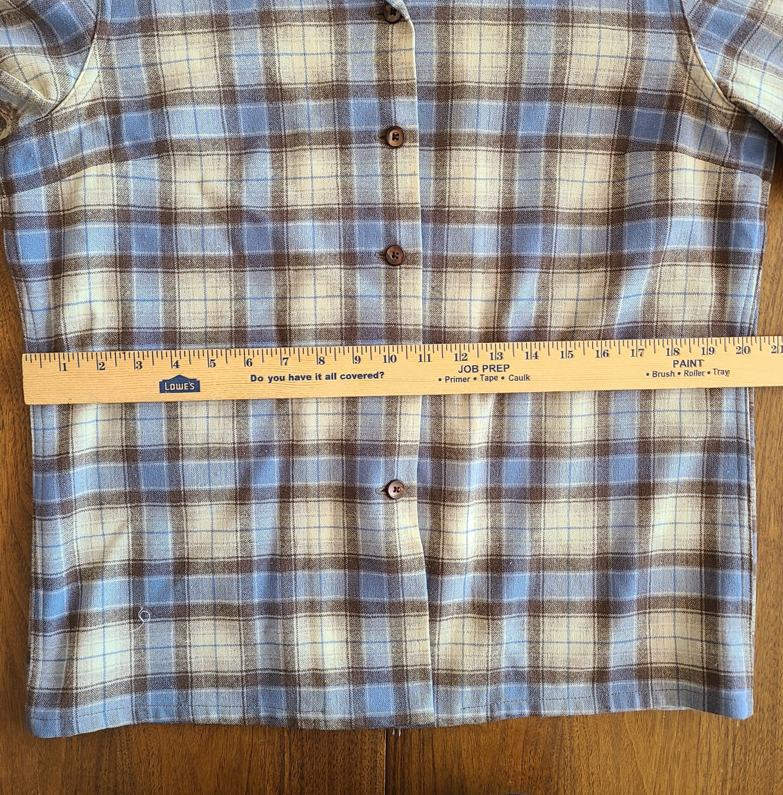Vintage 50’s gray, blue and brown plaid shacket/shirt from Town & Country 60’s