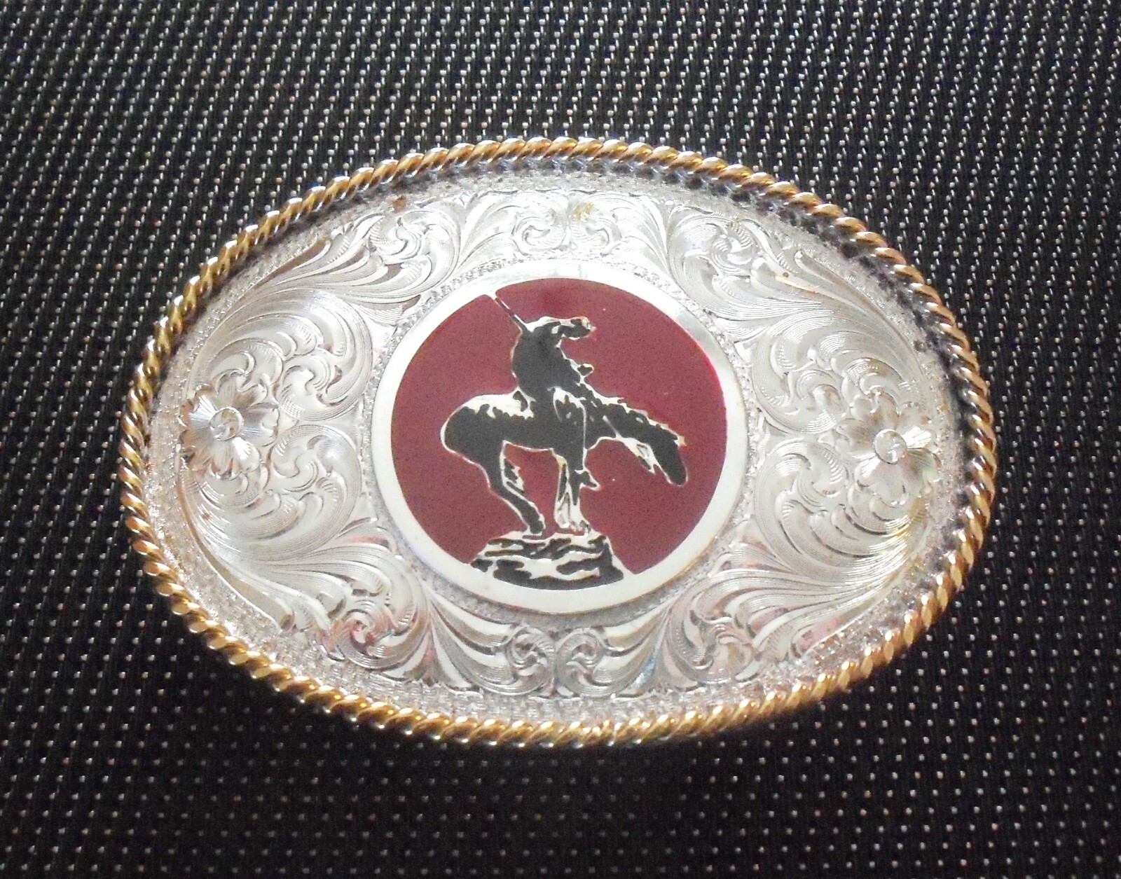 End of the Trail Belt Buckle-Indian-Montana Silversmiths-Sterling Silver Plate