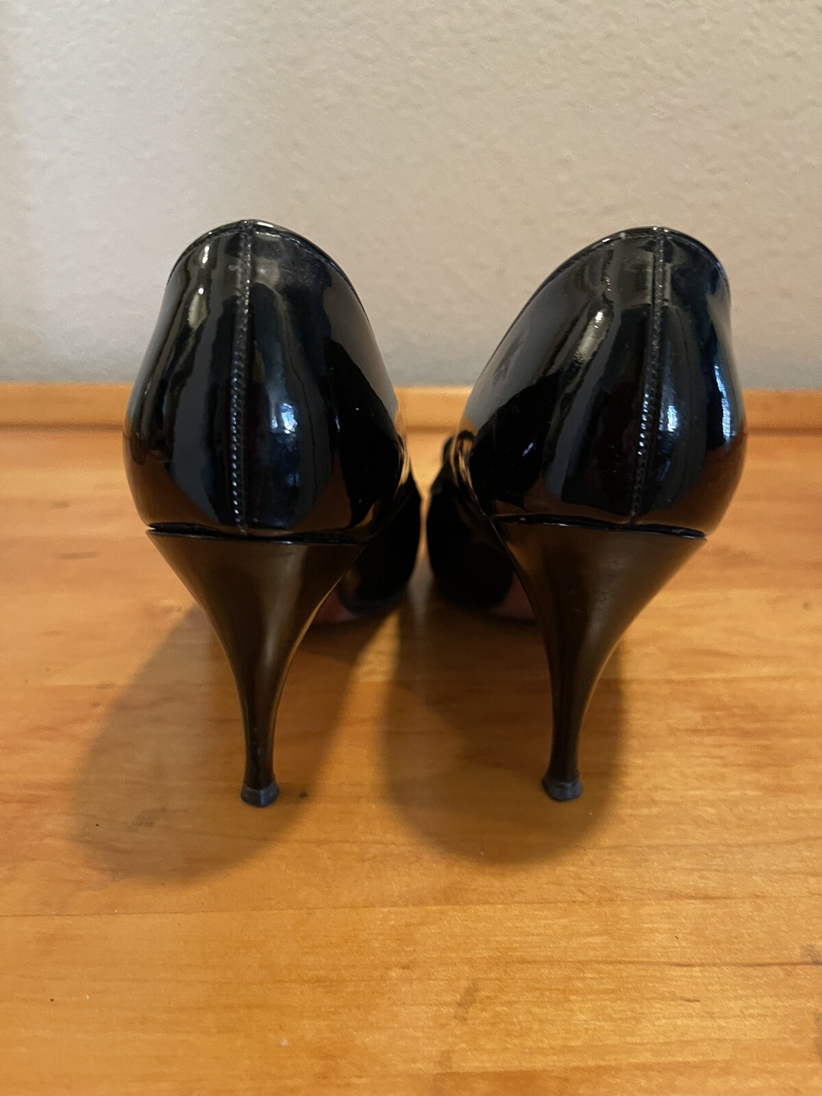 Vintage 1950’s BlackPatent Leather pumps Stix Baer & Fuller Bakalite buckle 8AAA