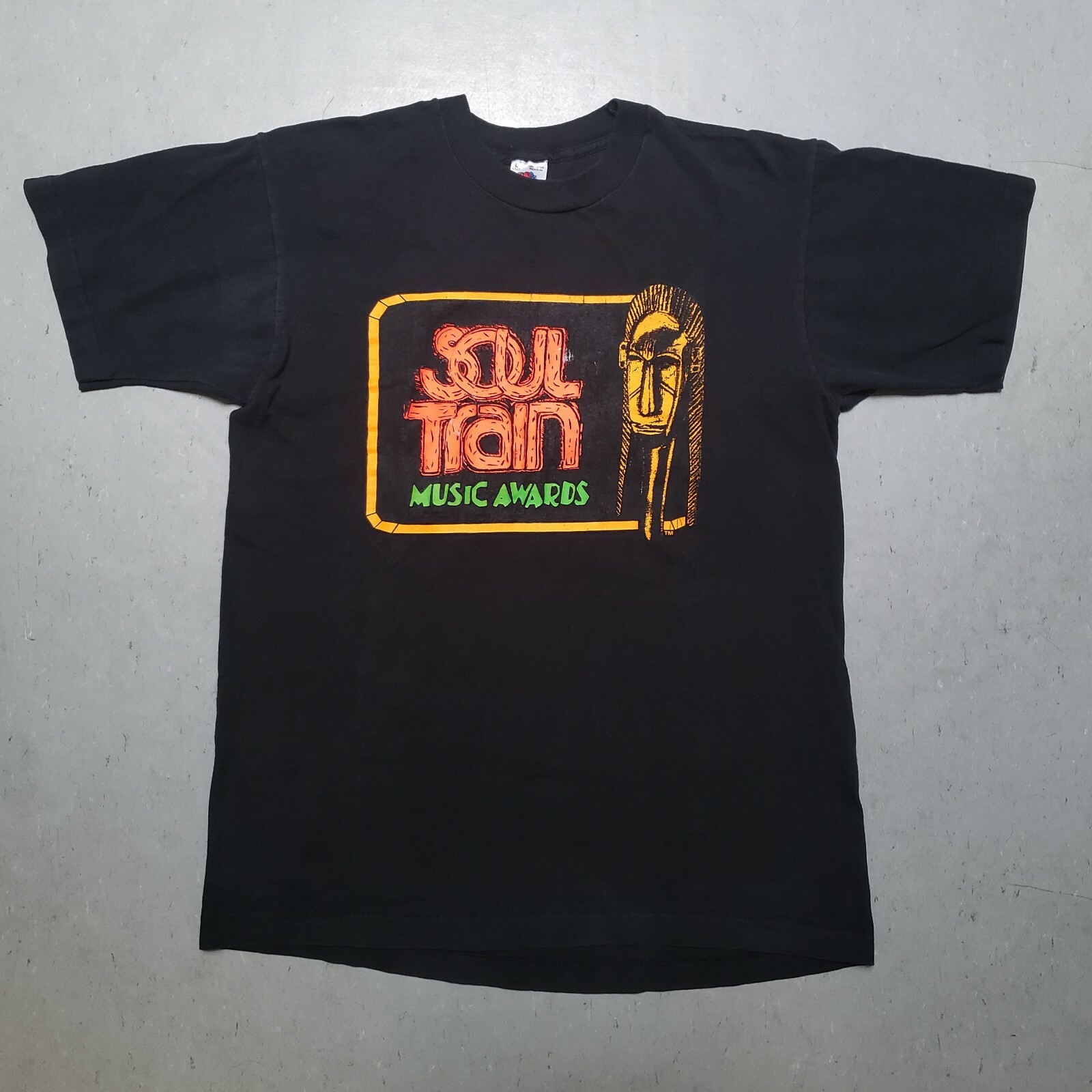 Vintage 90s SOUL TRAIN MUSIC AWARDS Single Stitch T-Shirt Black Rap Tee L RARE
