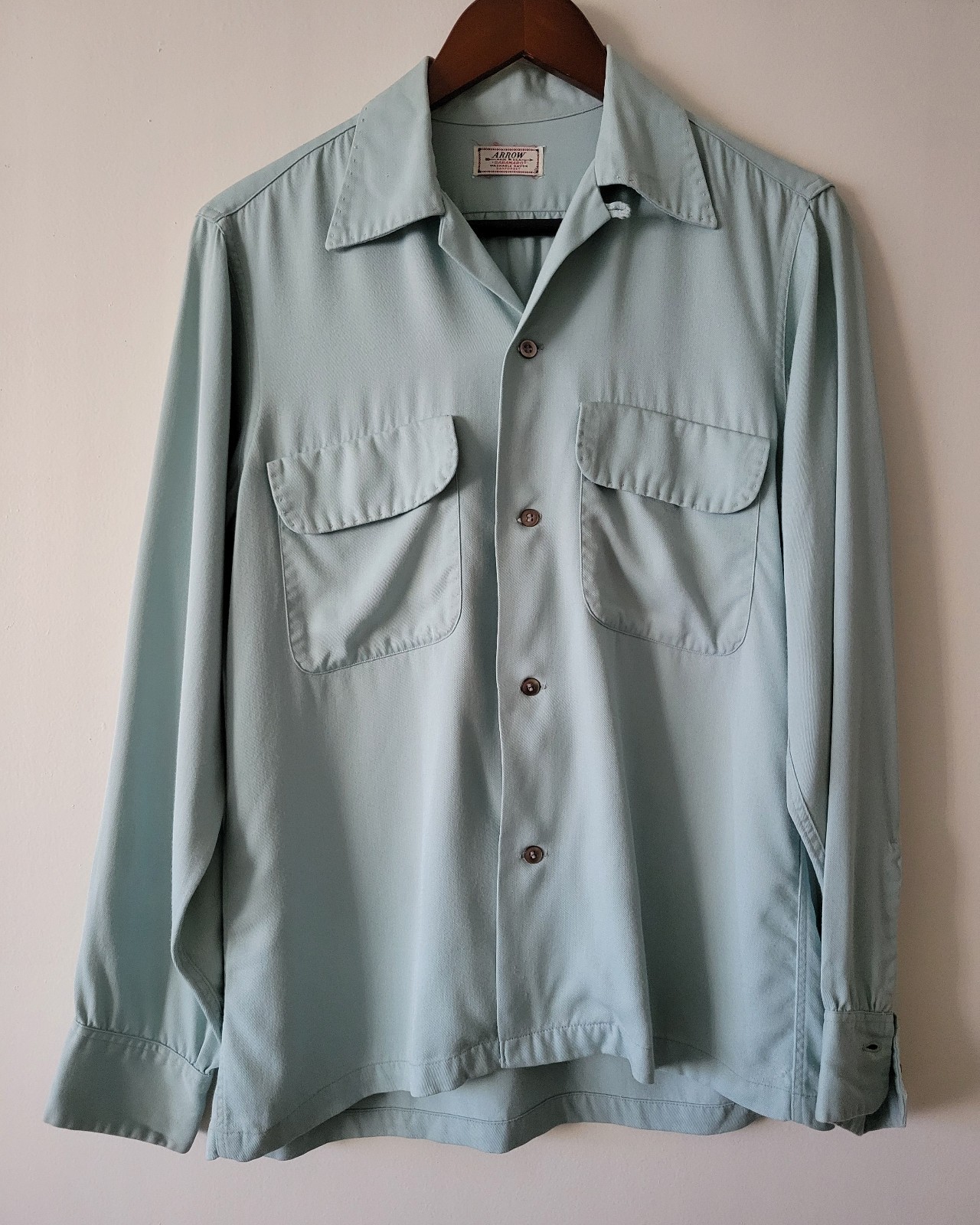 1950s Vintage Arrow Gabanaro Gabardine Rayon Shirt Small Rockabilly VLV 50s Vtg