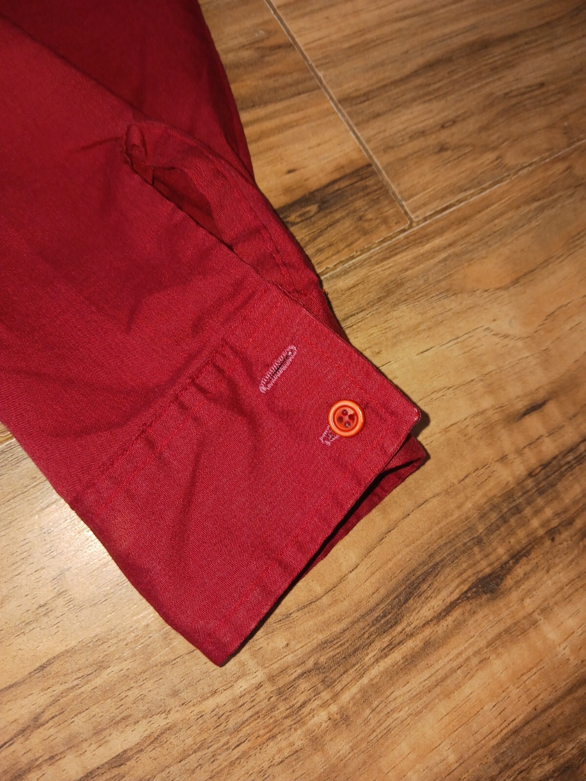 Sears Put On Shop Vintage Perma Prest Mens Button Up Shirt Sz 22 Red