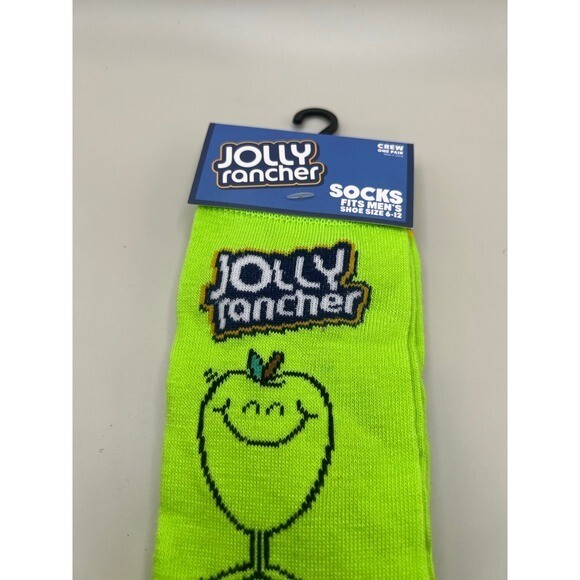 Fun Novelty socks fit men size 16-12 neon green Jolly Rancher