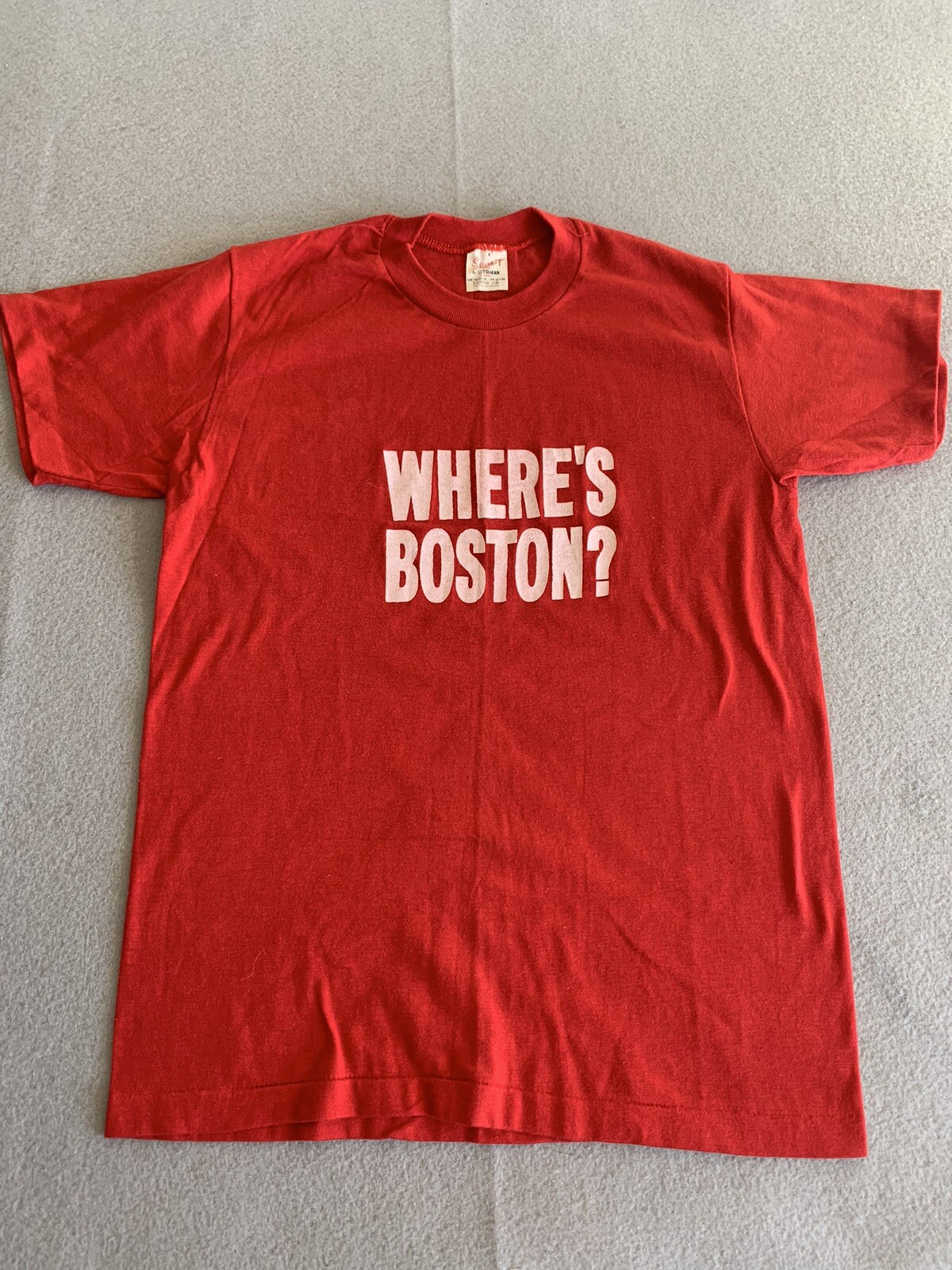 Vintage 1982 WHERE’S BOSTON? T-shirt. Stedman Sport-T. Youth XL / Men’s SM